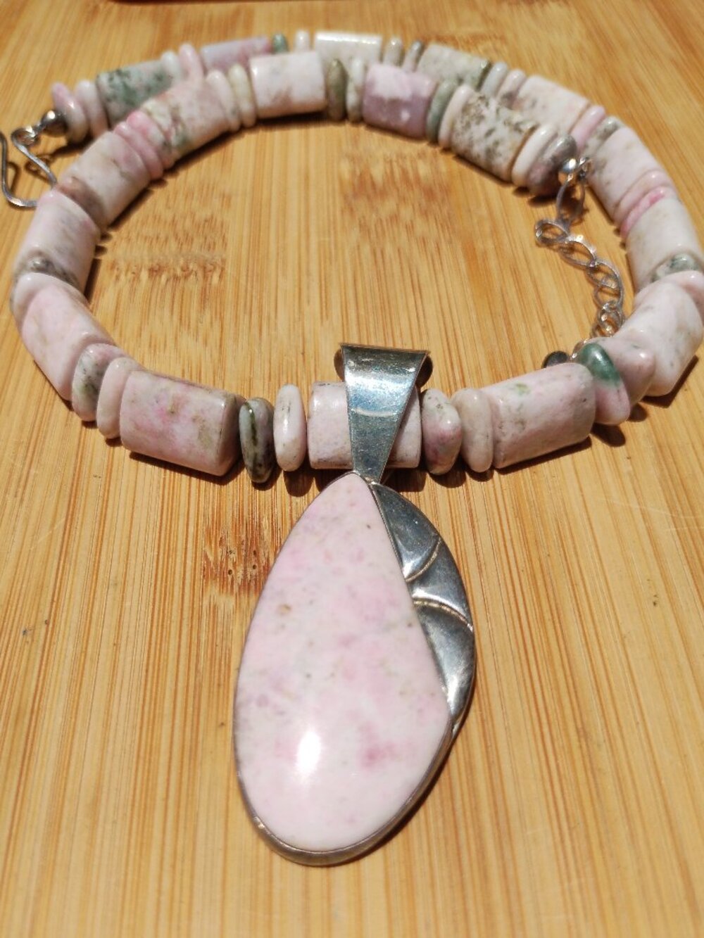 Jay King DTR mine find pink stone necklace large pendant 925 Sterling Silver